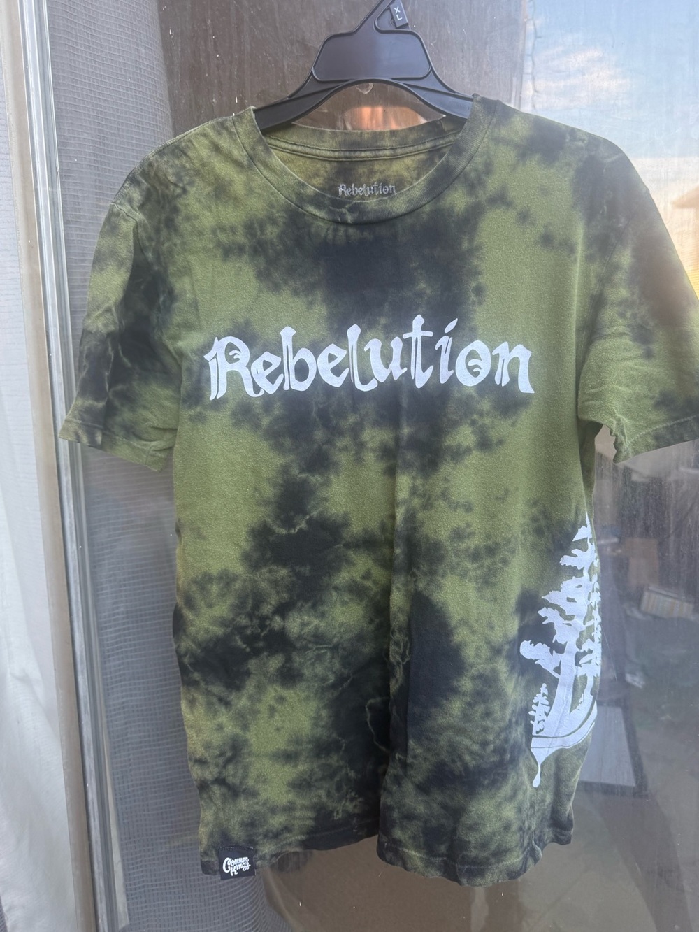 Rebelution Green and Black Tie-Dye Short Sleeve Tee